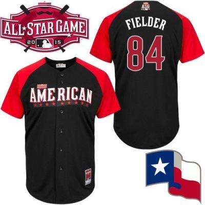 Rangers #84 Prince Fielder Black 2015 All-Star American League Stitched Baseball Jersey