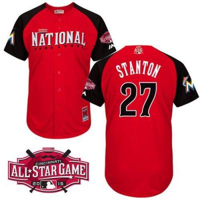 marlins #27 Giancarlo Stanton Red 2015 All-Star National League Stitched Baseball Jersey