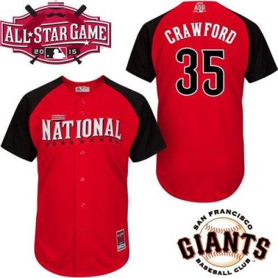 Giants #35 Brandon Crawford Red 2015 All-Star National League Stitched Baseball jerseys