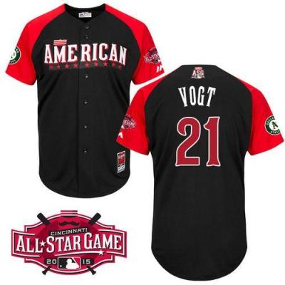 Athletics #21 Stephen Vogt Black 2015 All-Star American League Stitched Baseball Jersey
