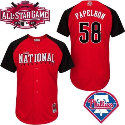 Phillies #58 Jonathan Papelbon Red 2015 All-Star National League Stitched Baseball Jersey