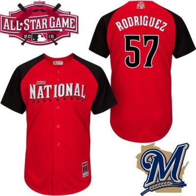 Brewers #57 Francisco Rodriguez Red 2015 All-Star National League Stitched Baseball Jersey