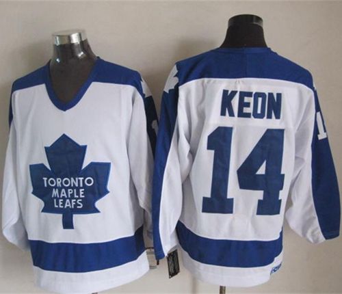 Maple Leafs #14 Dave Keon White Blue CCM Throwback Stitched NHL Jersey