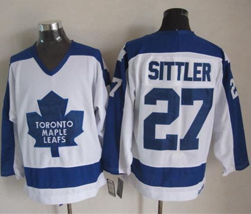 Maple Leafs #27 Darryl Sittler White Blue CCM Throwback Stitched NHL Jersey