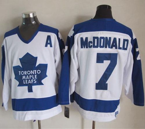 Maple Leafs #7 Lanny McDonald White Blue CCM Throwback Stitched NHL Jersey