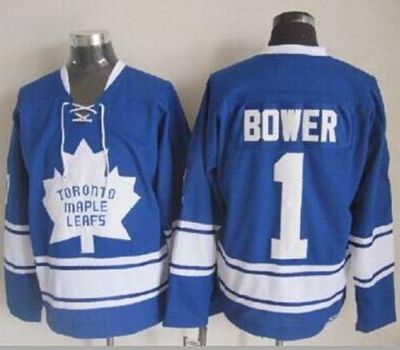 Maple Leafs #1 Johnny Bower Blue CCM Throwback Stitched NHL Jersey Maple Leafs #1 Johnny Bower Blue CCM Throwback Stitched NHL Jersey