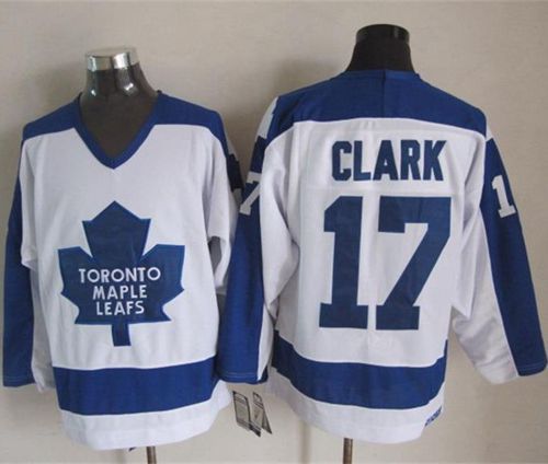 Maple Leafs #17 Wendel Clark White Blue CCM Throwback Stitched NHL Jersey