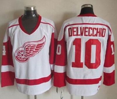 Red Wings #10 Alex Delvecchio White CCM Throwback Stitched NHL Jersey Red Wings #10 Alex Delvecchio White CCM Throwback Stitched NHL Jersey