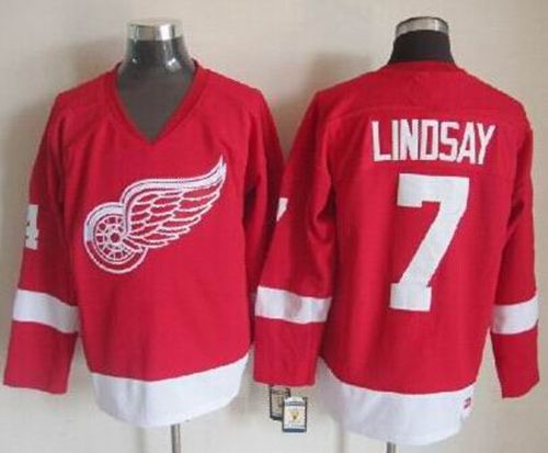 Red Wings #7 Ted Lindsay Red CCM Throwback Stitched NHL Jersey