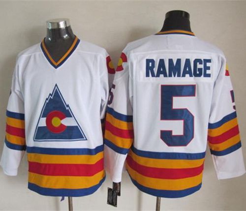 Avalanche #5 Rob Ramage White CCM Throwback Stitched NHL Jersey