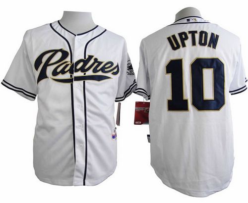 Padres #10 Justin Upton White Cool Base Stitched Baseball Jersey