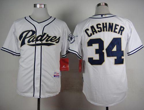 Padres #34 Andrew Cashner White Cool Base Stitched Baseball Jersey