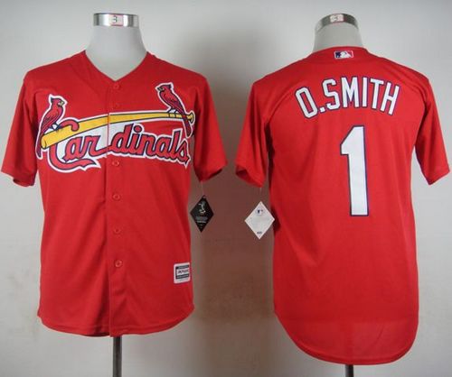 Cardinals #1 Ozzie Smith Red Cool Base Stitched Baseball Jersey