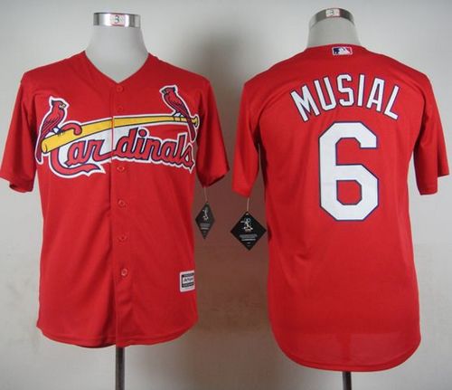 Cardinals #6 Stan Musial Red Cool Base Stitched Baseball Jersey
