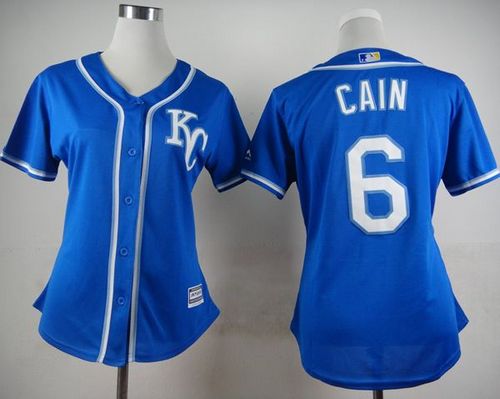 Women's Royals #6 Lorenzo Cain Blue Alternate 2 Stitched Baseball Jersey