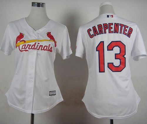 Women's Cardinals #13 Matt Carpenter White Home Stitched Baseball Jersey