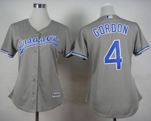 Women's Royals #4 Alex Gordon Grey Road Stitched Baseball Jersey
