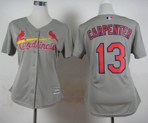Women's Cardinals #13 Matt Carpenter Grey Road Stitched Baseball Jersey