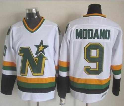 Stars #9 Mike Modano Stitched White NHL Jersey