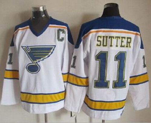 Blues #11 Brian Sutter White Yellow CCM Throwback Stitched NHL Jersey Blues #11 Brian Sutter White Yellow CCM Throwback Stitched NHL Jersey