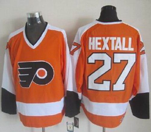 Flyers #27 Ron Hextall Orange White CCM Throwback Stitched NHL Jersey