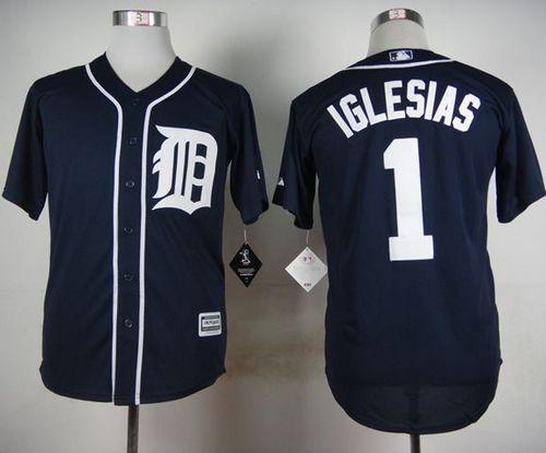 Tigers #1 Jose Iglesias Navy Blue Cool Base Stitched Baseball Jersey