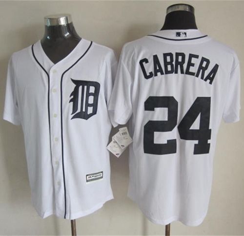 Tigers #24 Miguel Cabrera New White Cool Base Stitched Baseball Jersey