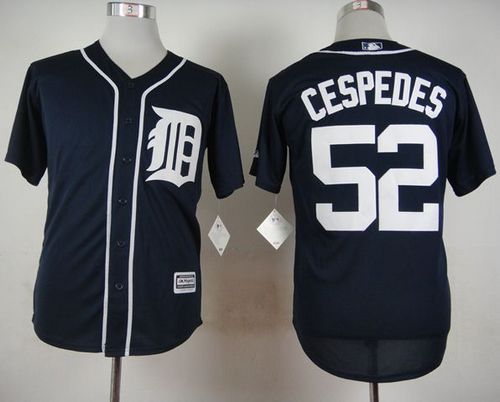 Tigers #52 Yoenis Cespedes Navy Blue Cool Base Stitched Baseball Jersey