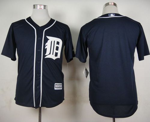 Tigers Blank Navy Blue Cool Base Stitched Baseball Jersey