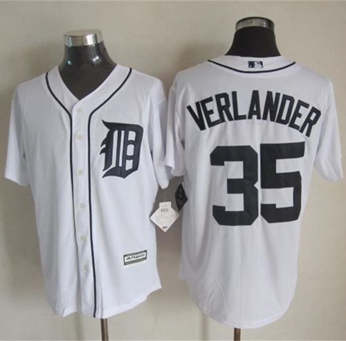 Tigers #35 Justin Verlander New White Cool Base Stitched Baseball Jersey
