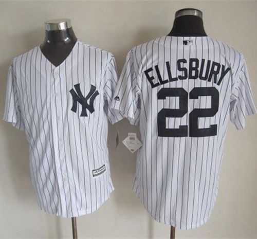 Yankees #22 Jacoby Ellsbury New White Strip Cool Base Stitched Baseball Jersey