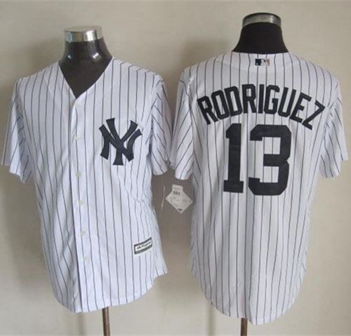 Yankees #13 Alex Rodriguez New White Strip Cool Base Stitched Baseball Jersey