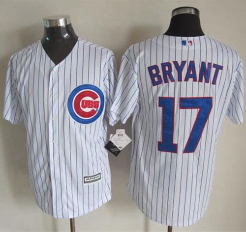 Cubs #17 Kris Bryant New White Strip Cool Base Stitched Baseball Jersey
