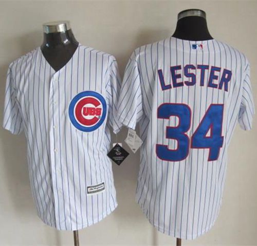 Cubs #34 Jon Lester New White Strip Cool Base Stitched Baseball Jersey
