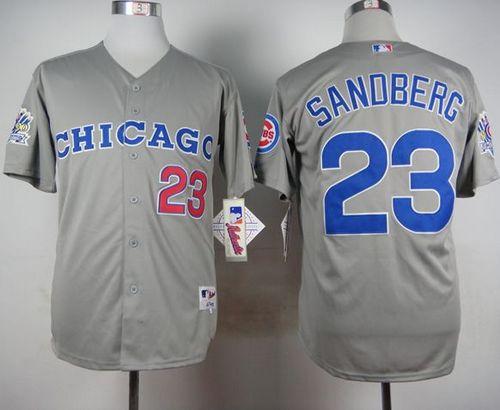 Cubs #23 Ryne Sandberg Grey 1990 Turn Back The Clock Stitched Baseball Jersey