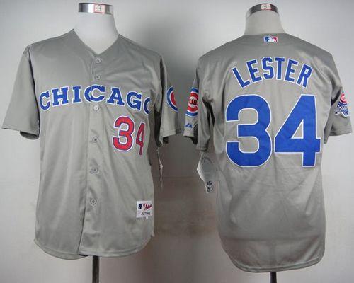 Cubs #34 Jon Lester Grey 1990 Turn Back The Clock Stitched Baseball Jersey