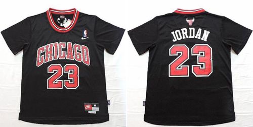 Bulls #23 Michael Jordan Black Short Sleeve Stitched NBA Jersey