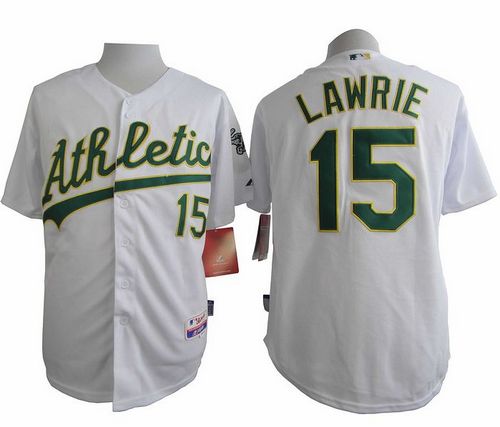 Athletics #15 Brett Lawrie White Cool Base Stitched Baseball Jersey