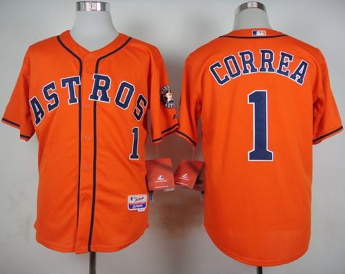 Astros #1 Carlos Correa Orange Cool Base Stitched Baseball Jersey