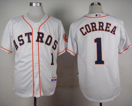 Astros #1 Carlos Correa White Cool Base Stitched Baseball Jersey