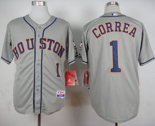 Astros #1 Carlos Correa Grey Cool Base Stitched Baseball Jersey