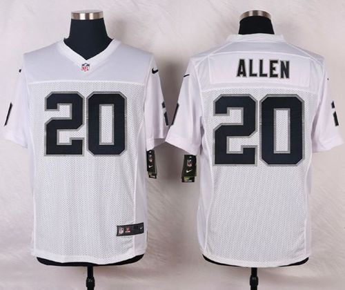 Nike Raiders #20 Nate Allen White Men's Stitched NFL Elite Jersey