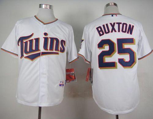 Twins #25 Byron Buxton White Cool Base Stitched Baseball Jersey