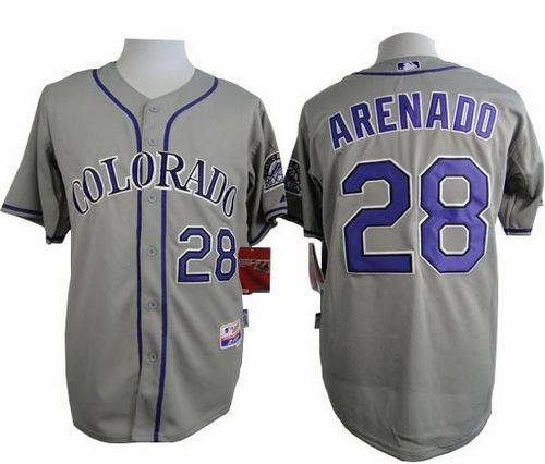 Rockies #28 Nolan Arenado Grey Cool Base Stitched Baseball Jersey