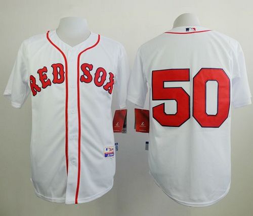 Red Sox #50 Mookie Betts White Cool Base Stitched Baseball Jersey