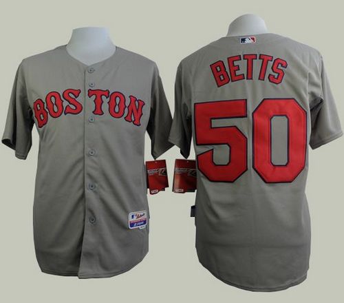 Red Sox #50 Mookie Betts Grey Cool Base Stitched Baseball Jersey