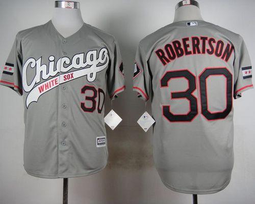 White Sox #30 David Robertson Grey New Cool Base Stitched Baseball Jersey
