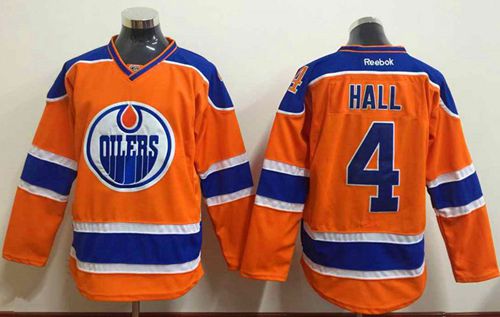 Oilers #4 Taylor Hall Orange Stitched NHL Jersey