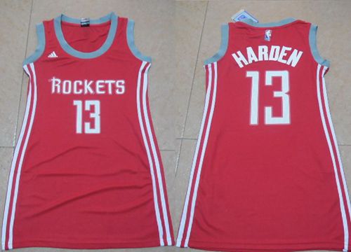 Women's Rockets #13 James Harden Red Dress Stitched NBA Jersey