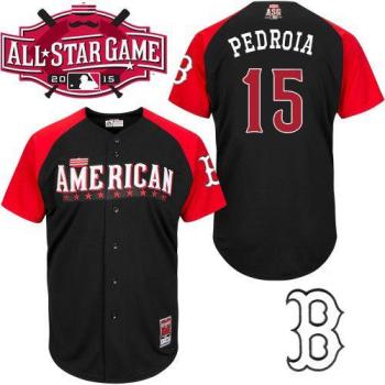 Red Sox #15 Dustin Pedroia Black 2015 All-Star American League Stitched Baseball Jersey